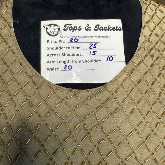 Anne Weyburn Beaded Top Embellished Scoop Neck Gold Polyester Sheer Size 14/42 - Picture 8 of 11